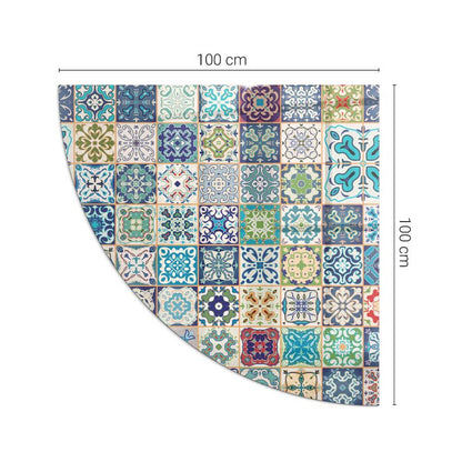 Glasplade til Brændeovn Kvart Cirkel 100x100 cm Mosaikmønster 4070095829127