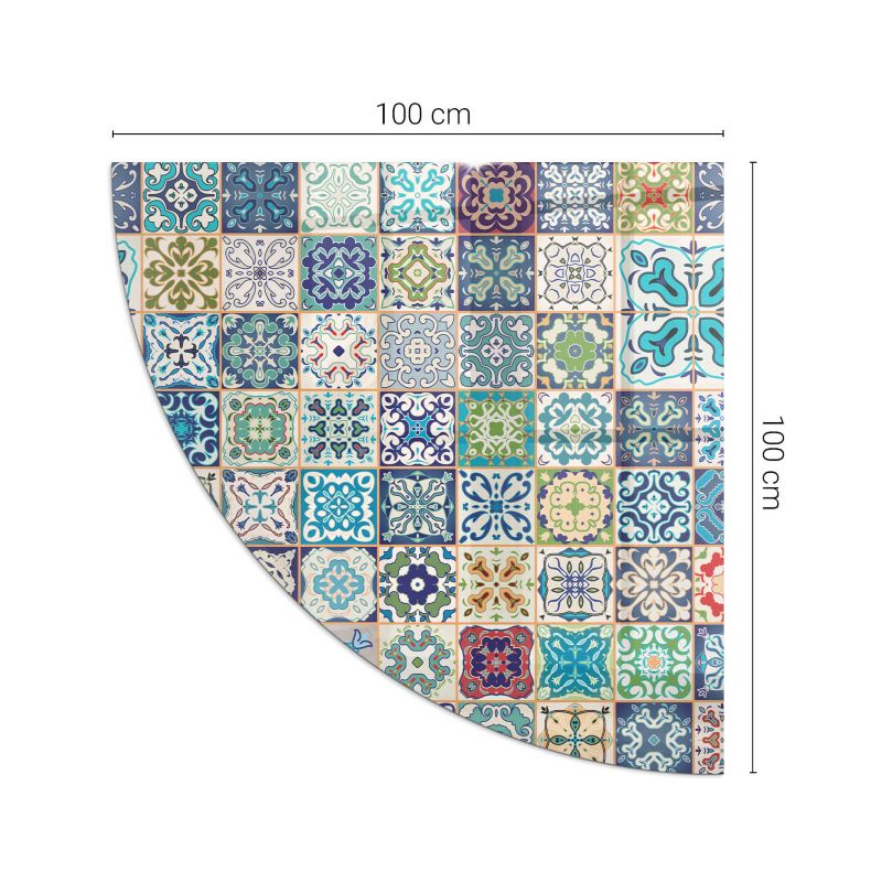 Glasplade til Brændeovn Kvart Cirkel 100x100 cm Mosaikmønster 4070095829127