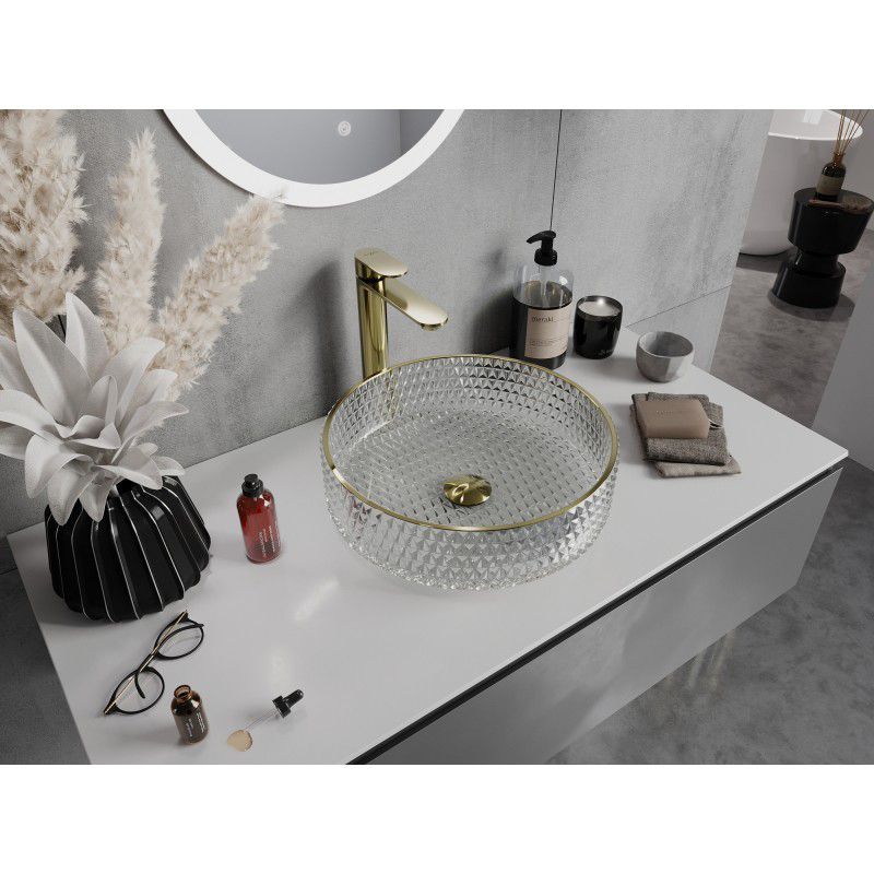 Glasvask til bordmontage Mexen Aura 39 x 39 cm transparent/guld 1 stk.