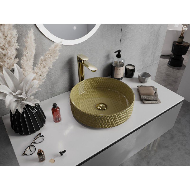 Glasvask til bordmontering Mexen Aura i guld 39 x 39 cm 1 stk.