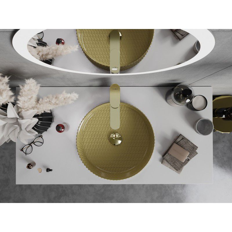 Glasvask til bordmontering Mexen Aura i guld 39 x 39 cm 1 stk.