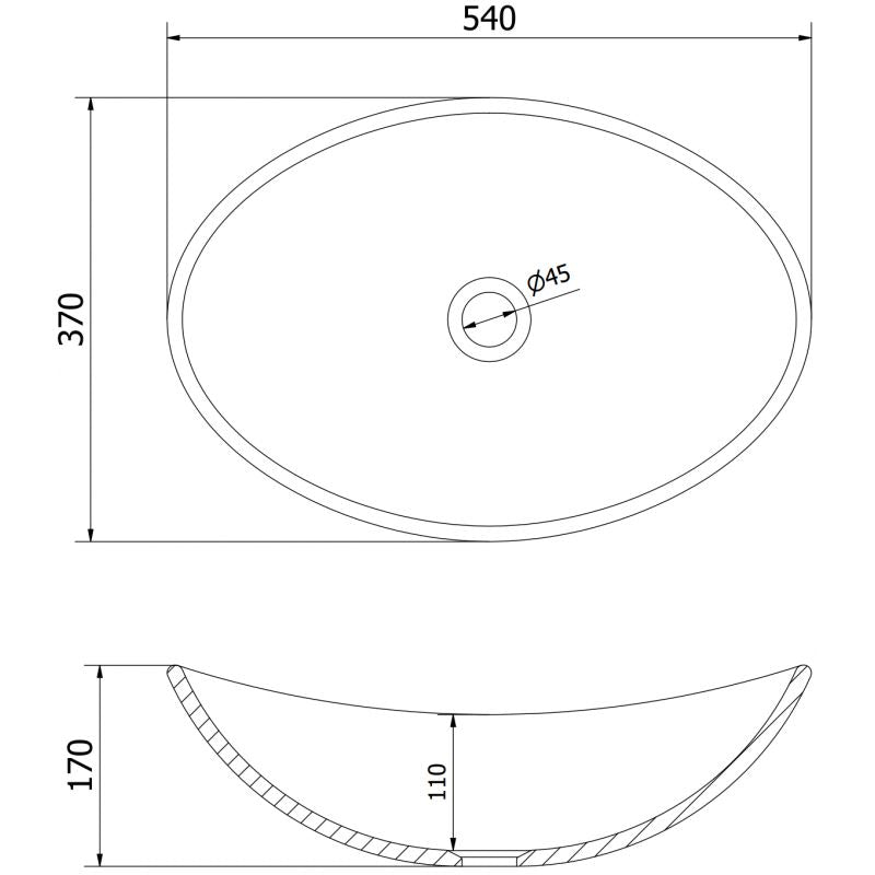 Sort glasvask til bordmontering Mexen Sonia 54 x 37 cm 1 stk.