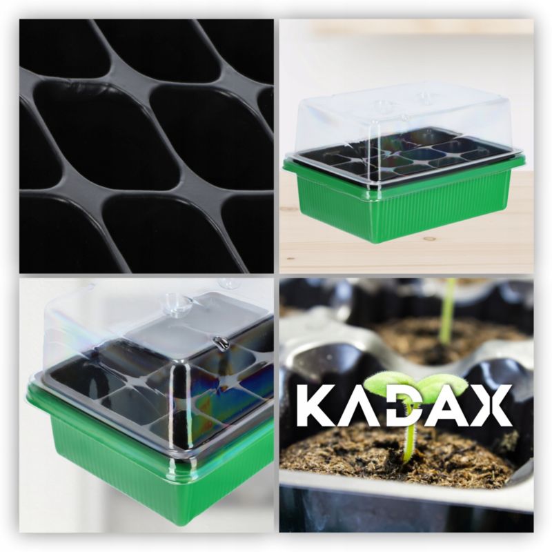KADAX Mini minidrivhus med 12 celler og bakke til såning