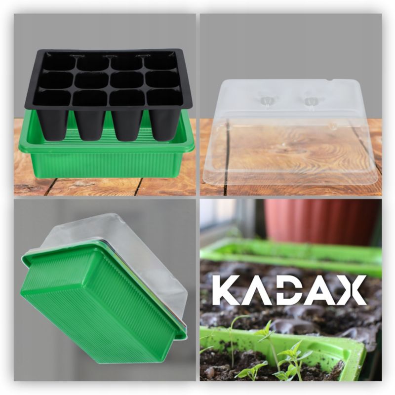 KADAX Mini minidrivhus med 12 celler og bakke til såning