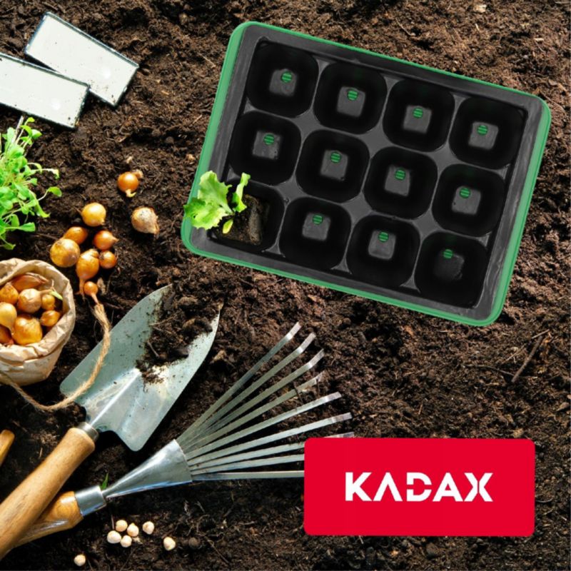 KADAX Mini minidrivhus med 12 celler og bakke til såning