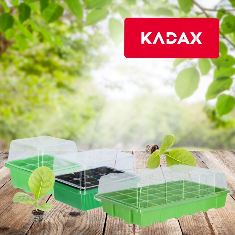 KADAX Mini minidrivhus med 12 celler og bakke til såning