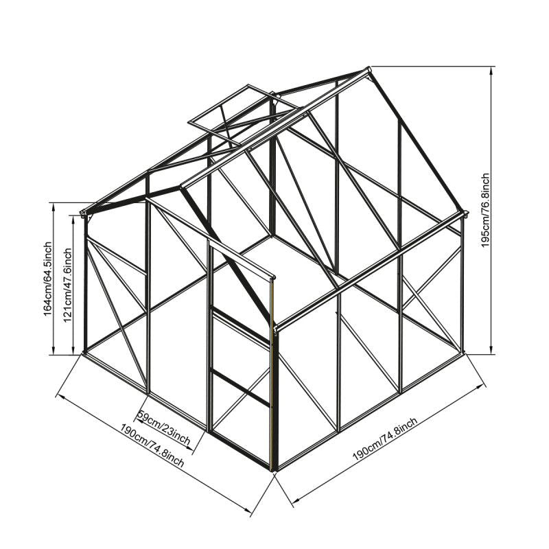 Polykulbonatdrivhus 4iQ Group 3,6 m² 190x190x195 cm 1 stk.