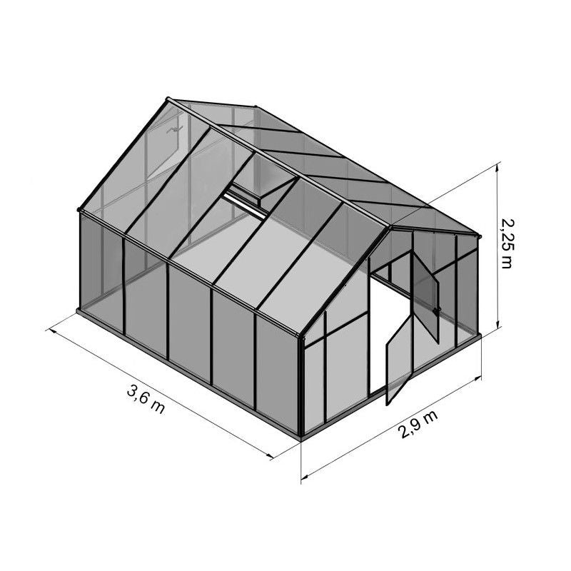 XL-10 Polykarnbonat Drivhus 4iQ Group 360x290 cm, 1 stk.