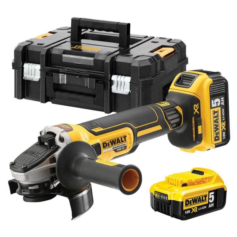 DeWalt vinkelsliber 125 mm 18 V XR med 2 x 5 Ah batterier