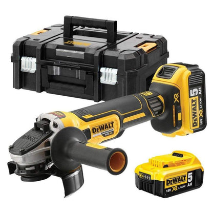 DeWalt vinkelsliber 125 mm 18 V XR med 2 x 5 Ah batterier