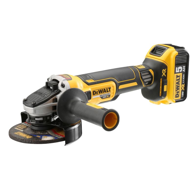 DeWalt vinkelsliber 125 mm 18 V XR med 2 x 5 Ah batterier