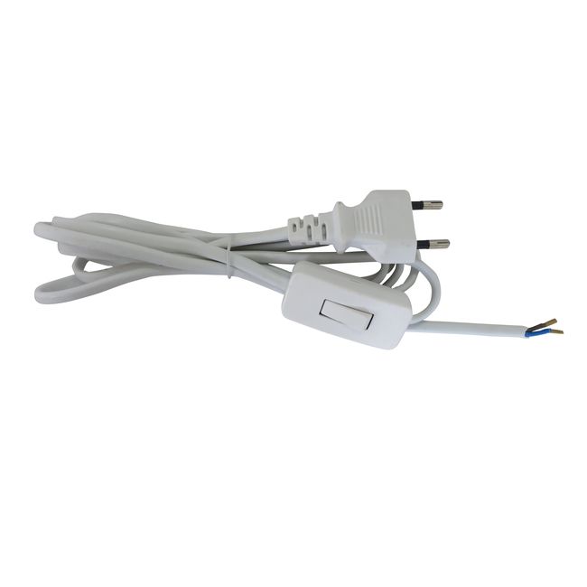 Diall ledning 2 x 0,75 mm² med afbryder 2 m hvid