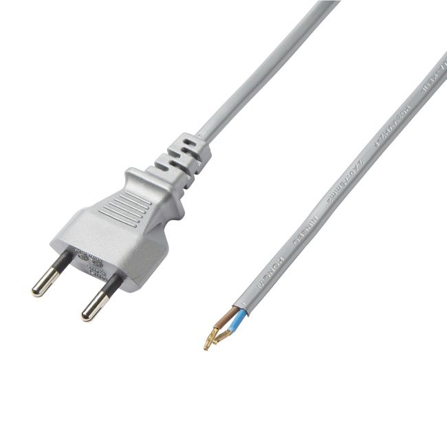 Diall ledning 2 x 0,75 mm² med afbryder 2 m sølv