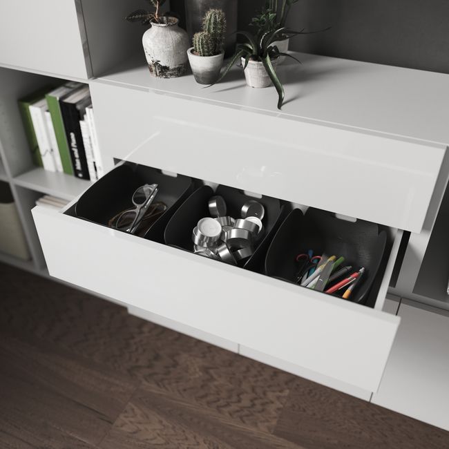 Udvendig skuffe til korpus 35 x 75 cm GoodHome Atomia hvid højglans 2 stk.