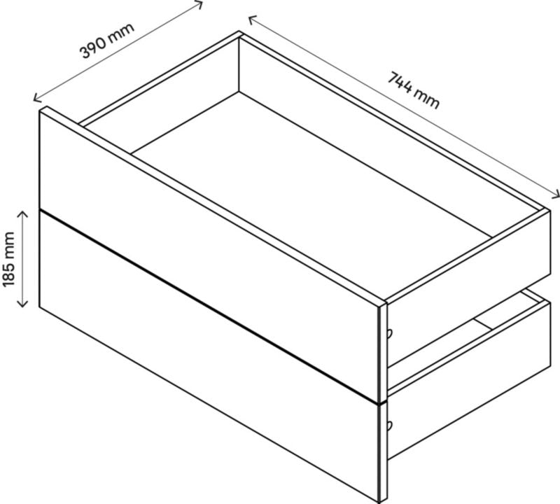Udvendig skuffe til korpus 45 x 75 cm GoodHome Atomia sort 2 stk.