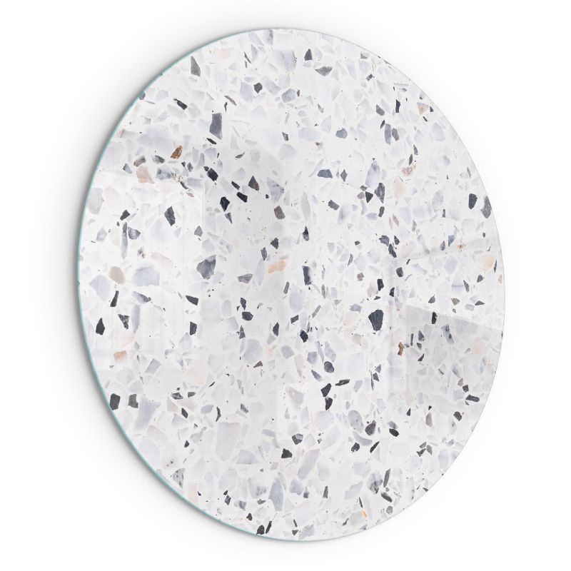 Gulvplade Glas Rund 90 cm Stenmønster | 4070621506089