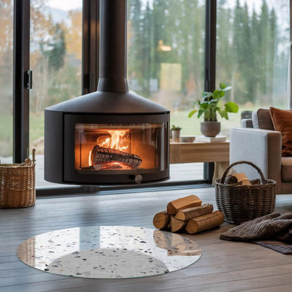 Gulvplade Glas Rund 90 cm Stenmønster | 4070621506089