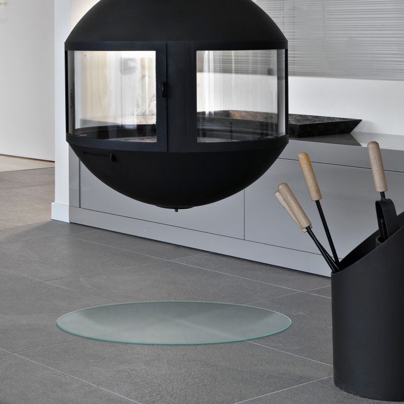 Gulvplade Rund Ø70 cm Mælkehvid Glas | 4071212899030