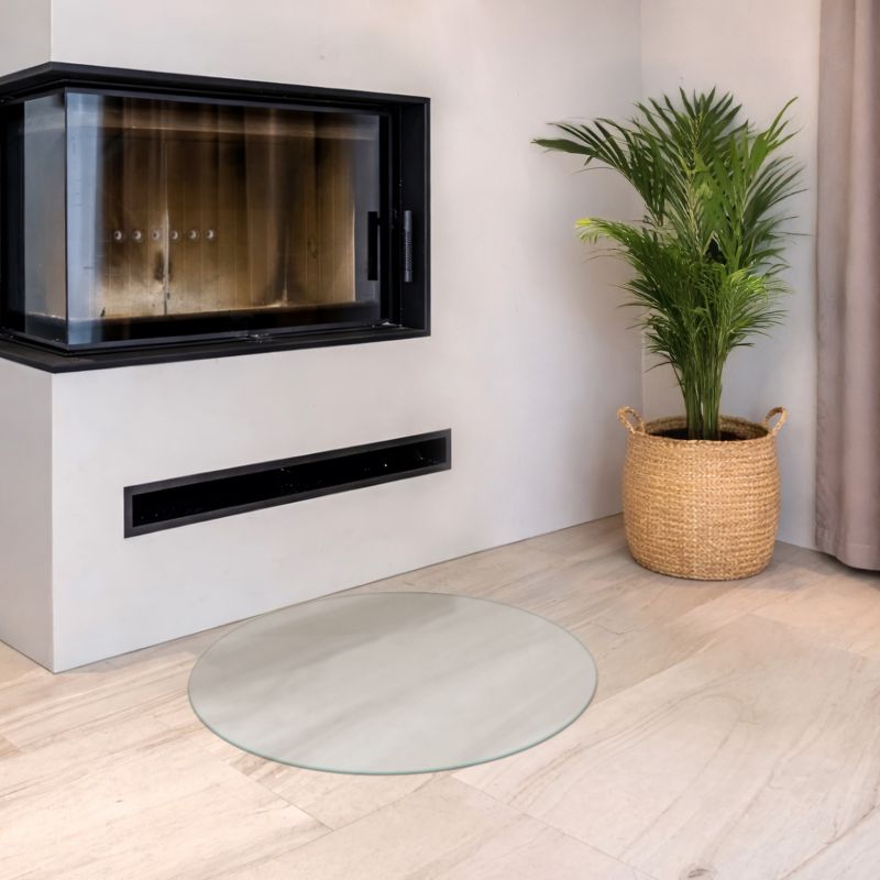 Gulvplade Rund Ø70 cm Mælkehvid Glas | 4071212899030