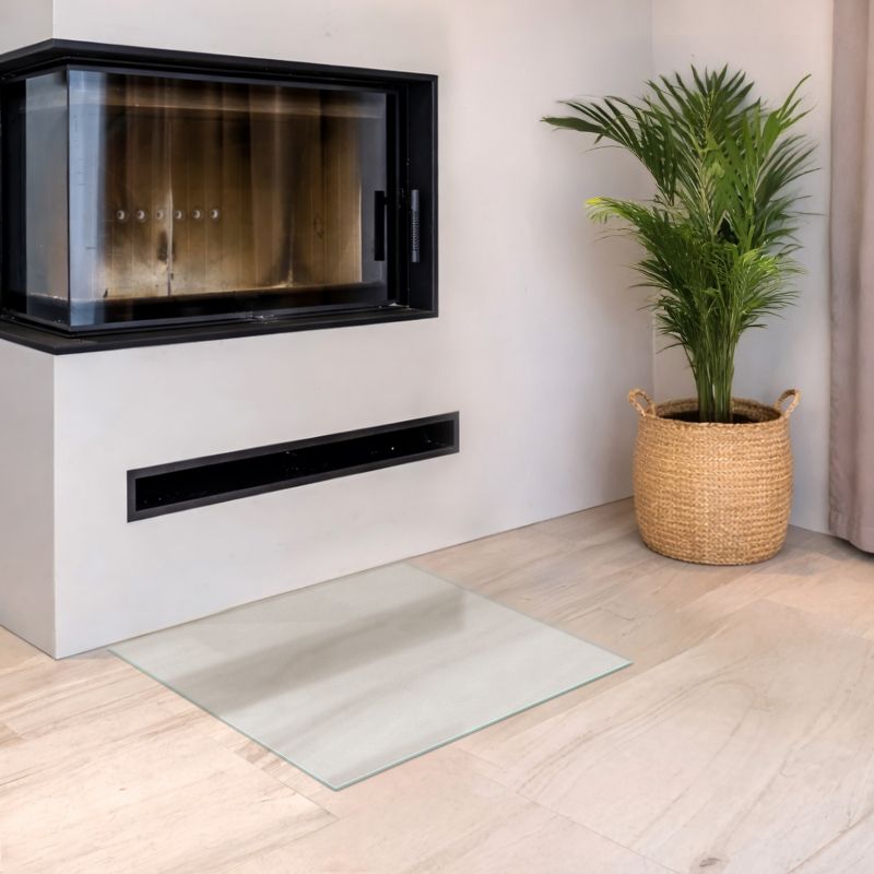 Gulvplade til Brændeovn 60x60 cm Hærdet Glas Mælkehvid