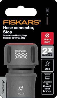 Fiskars 3/4" hurtigkobling med stopfunktion