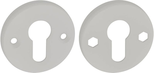 Rund Dørskilt til Låsecylinder Hvid Aluminium