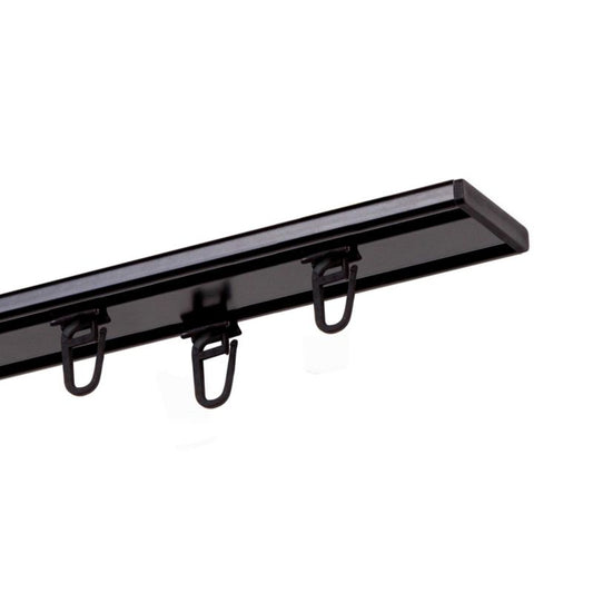 Aluminiumsloftskinne med 2 spor, 200 cm, sort med clips