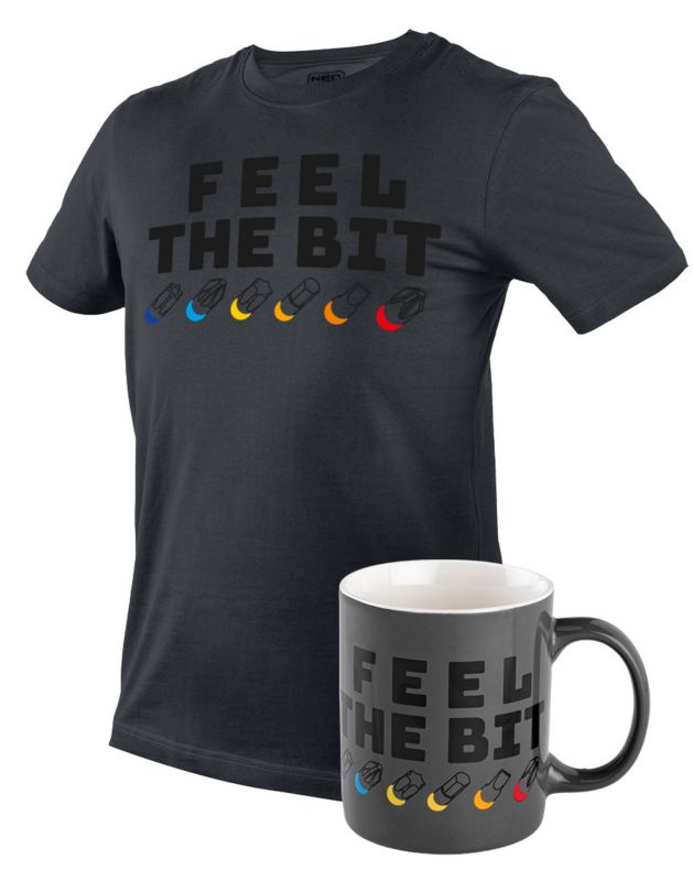 NEO TOOLS Feel the Bit XXL trykt t-shirt grå 1 stk.