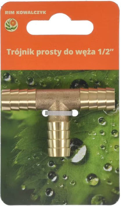 T-Styk til Slange 1/2" 13 mm Messing