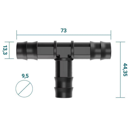 T-Stykke Til Drypslange 16 mm Sort 100 Stk.