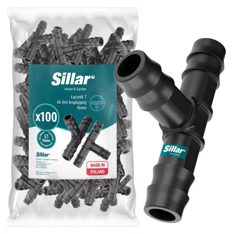 T-Stykke Til Drypslange 16 mm Sort 100 Stk.