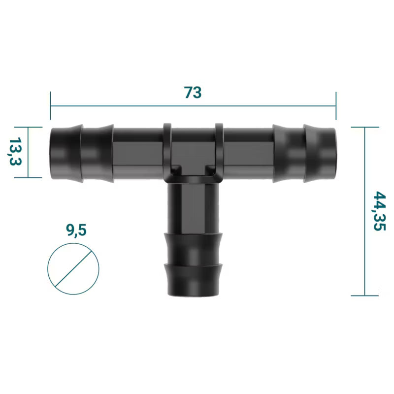 T-Stykke til Drypslange 16 mm Sort 50 Stk.