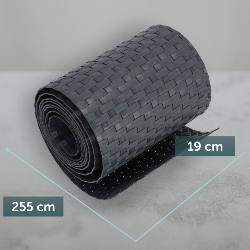 KADAX Antracit Hegnstrimmel til Hegnspaneler 19 cm x 2,55 m - Hegnsskærm