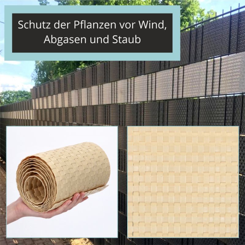 KADAX Beige Havehegnsbånd til Panelhegn 19 cm x 2,55 m - Privatlivsbeskyttelse og Vindafskærmning