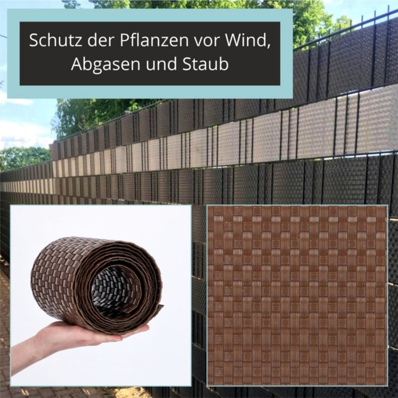 KADAX brun hegnsbånd til hegnspaneler 19 cm x 2,55 m - hegnsbeskyttelse