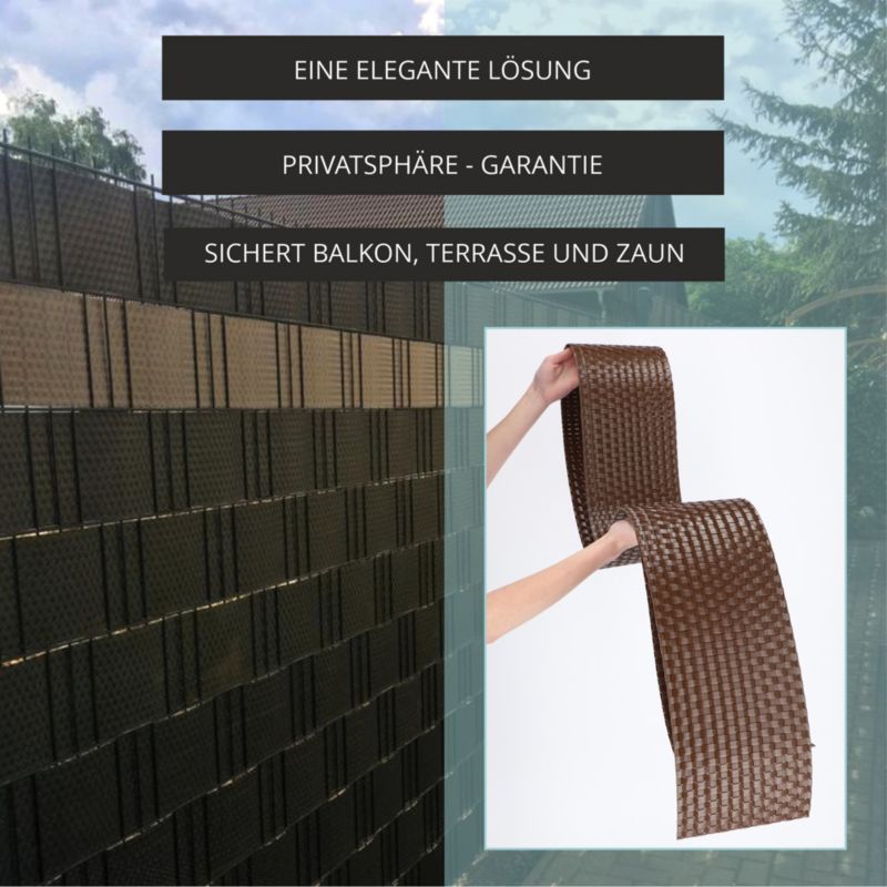 KADAX brun hegnsbånd til hegnspaneler 19 cm x 2,55 m - hegnsbeskyttelse