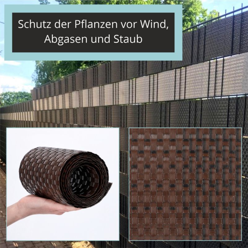 KADAX brun hegnsbånd til hegnspaneler 19 cm x 2,55 m - hegnsbeskyttelse
