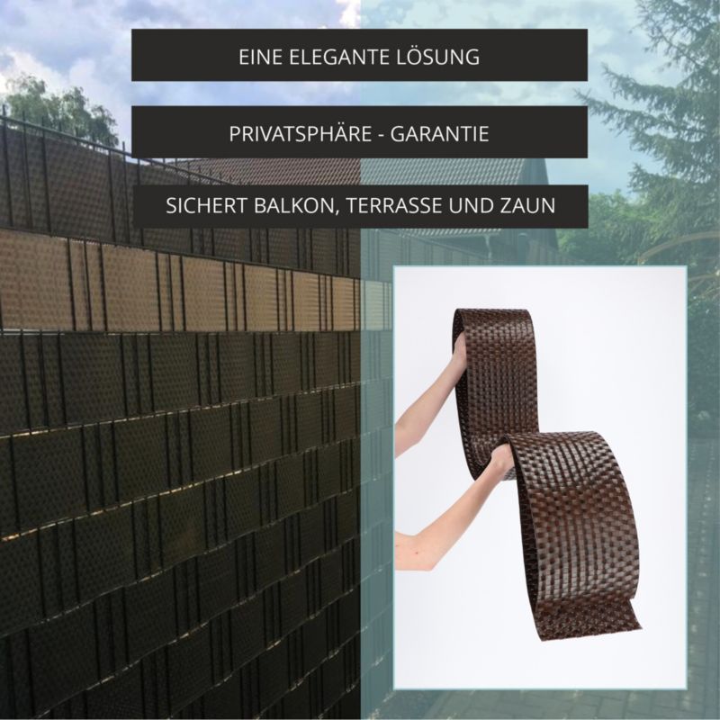 KADAX brun hegnsbånd til hegnspaneler 19 cm x 2,55 m - hegnsbeskyttelse