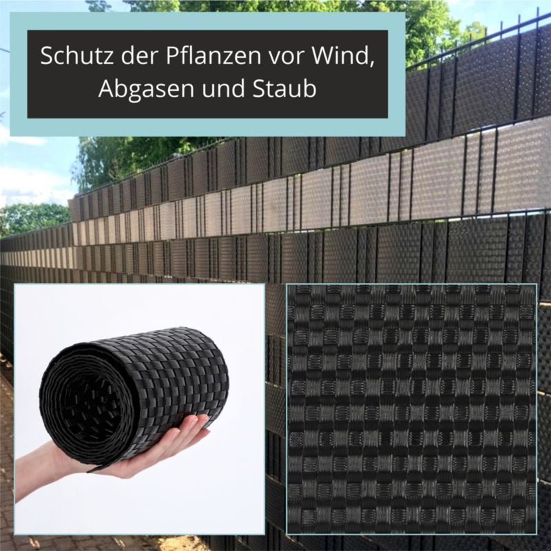 KADAX Sort Havehegnsbånd til Panelhegn 19 cm x 2,55 m - Effektiv Afskærmning