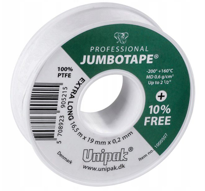 JumboTape LD teflonbånd Unipak 19x0,2 mm rulle 16,5 m 1 stk.