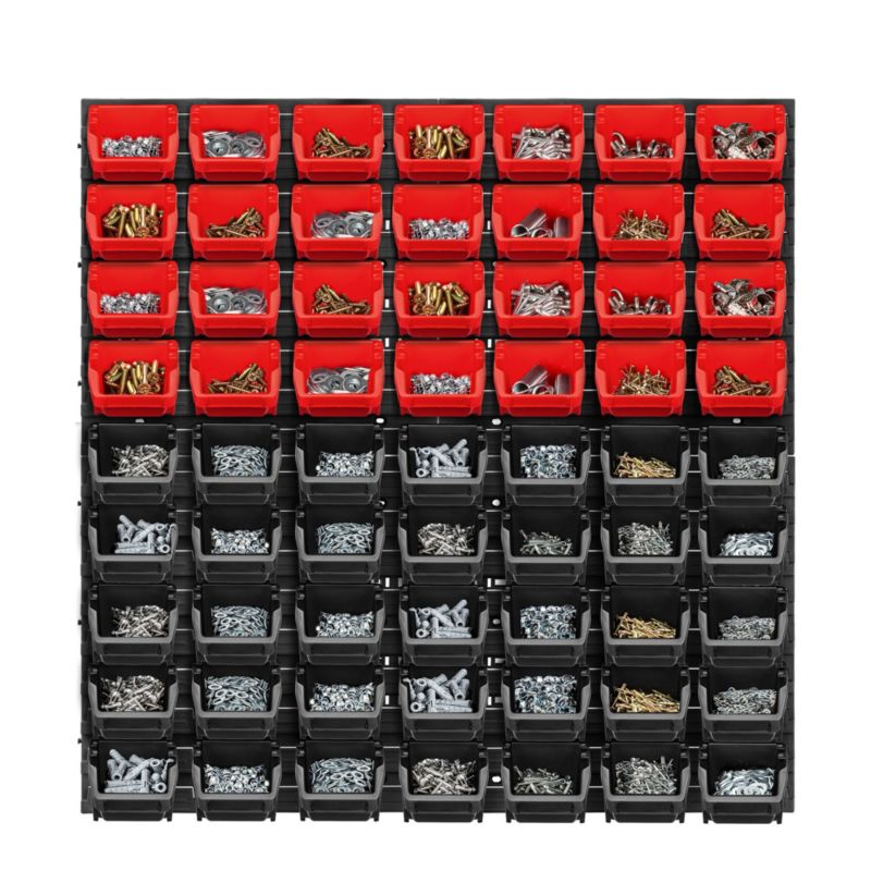 KADAX værktøjstavle 78 x 78 cm med 63 dele – garage, bakker og opbevaringsbokse