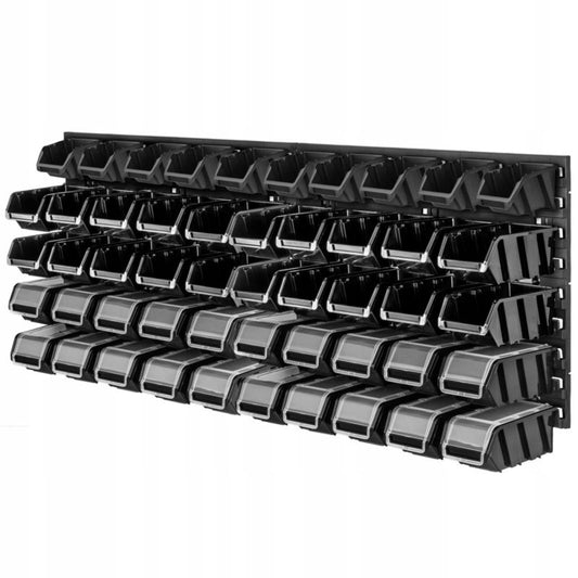 KADAX værkstedsplade reol 116x39 cm med 50 bakker