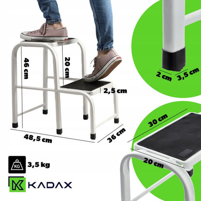 KADAX solid metal arbejdsplatform med trin - robust stige med bæreevne på 150 kg