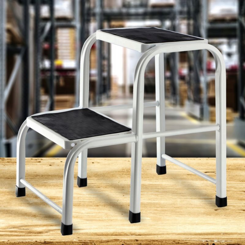 KADAX solid metal arbejdsplatform med trin - robust stige med bæreevne på 150 kg