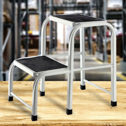 KADAX solid metal arbejdsplatform med trin - robust stige med bæreevne på 150 kg