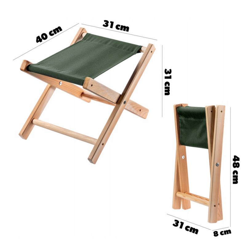 Sammenklappelig KADAX Træskammel med Fodstøtte 40 x 31 cm