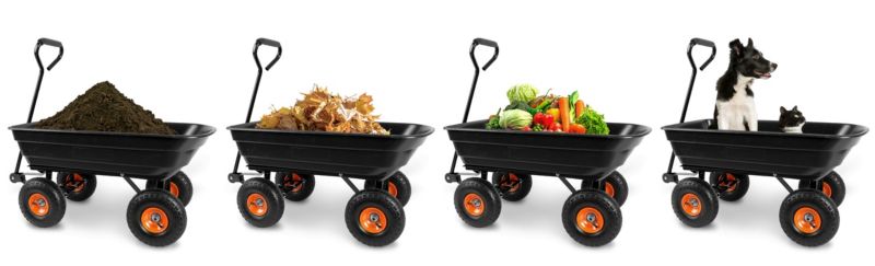 Humberg 3-i-1 havevogn med tipfunktion, 75 l kapacitet, 300 kg belastning, 1 stk.