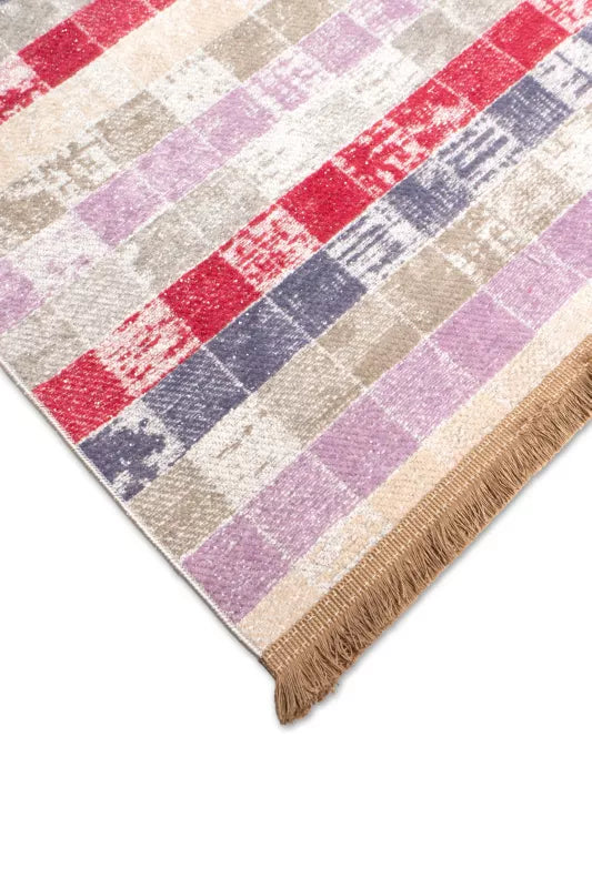 Tæppe 160x230 cm Aztekermønster Lyserød-Beige