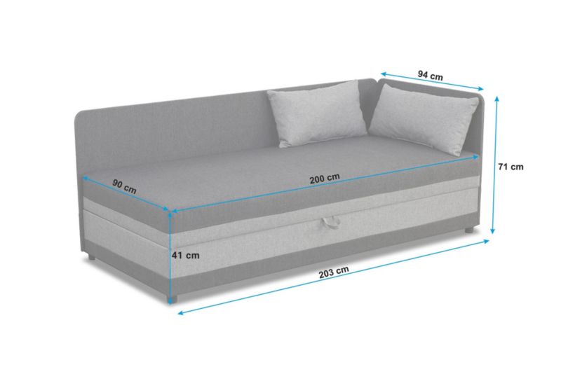 Tapczan Enkeltsseng Hirek 90x200 cm Sort/Grå