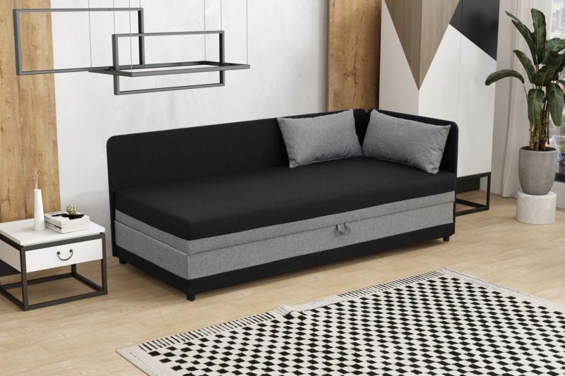 Tapczan Enkeltsseng Hirek 90x200 cm Sort/Grå